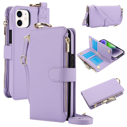 For iPhone 11 Crossbody Ring Multifunctional Wallet Leather Phone Case(Purple) - iPhone 11 Cases by buy2fix | Online Shopping UK | buy2fix