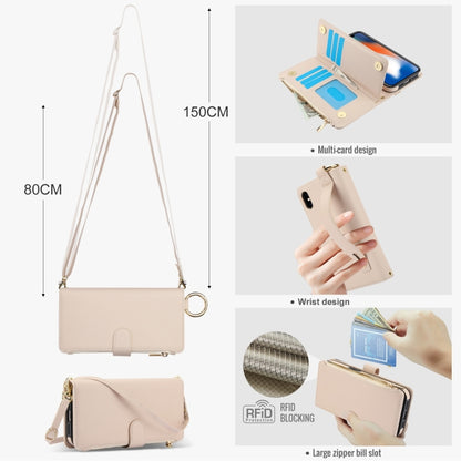 For iPhone XS Max Crossbody Ring Multifunctional Wallet Leather Phone Case(White) - More iPhone Cases by buy2fix | Online Shopping UK | buy2fix