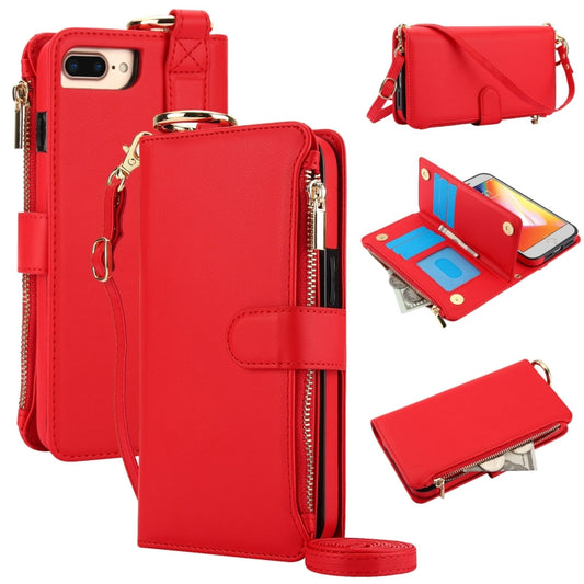 For iPhone 7 Plus / 8 Plus Crossbody Ring Multifunctional Wallet Leather Phone Case(Red) - More iPhone Cases by buy2fix | Online Shopping UK | buy2fix