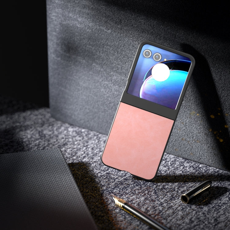 For Motorola Razr 50 PU Leather Frosted Phone Case(Pink) by buy2fix