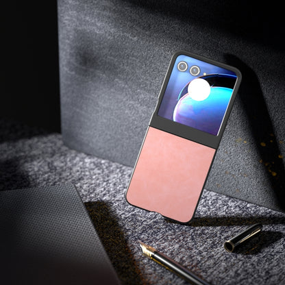 For Motorola Razr 50 PU Leather Frosted Phone Case(Pink) by buy2fix