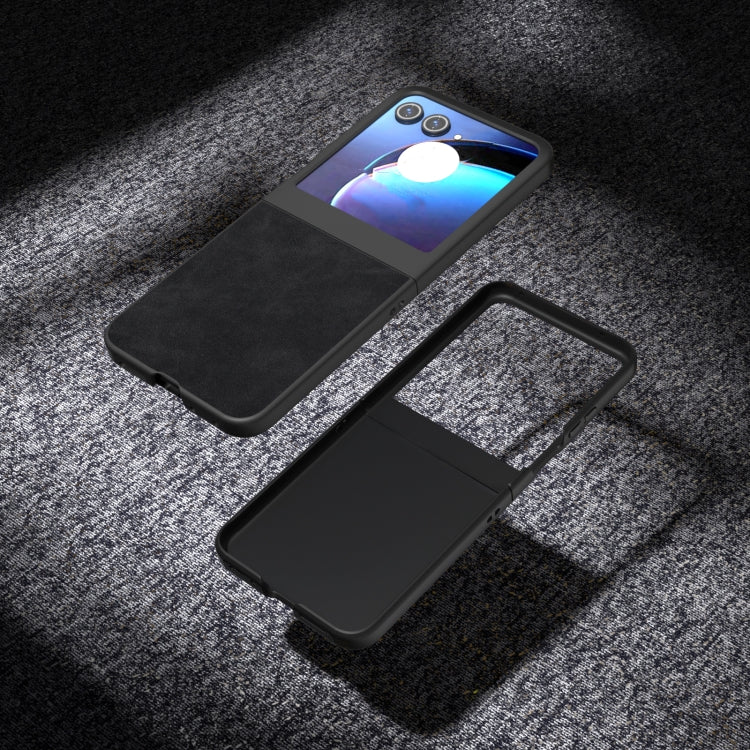 For Motorola Razr 50 PU Leather Frosted Phone Case(Black) by buy2fix