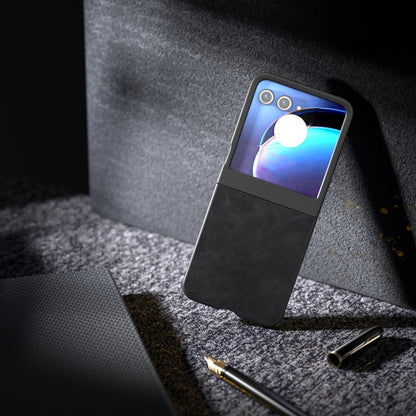 For Motorola Razr 50 PU Leather Frosted Phone Case(Black) by buy2fix