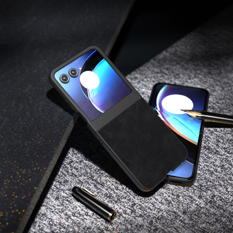 For Motorola Razr 50 PU Leather Frosted Phone Case(Black) by buy2fix