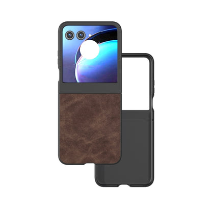 For Motorola Razr 50 PU Leather Frosted Phone Case(Coffee) by buy2fix