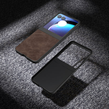 For Motorola Razr 50 PU Leather Frosted Phone Case(Coffee) by buy2fix