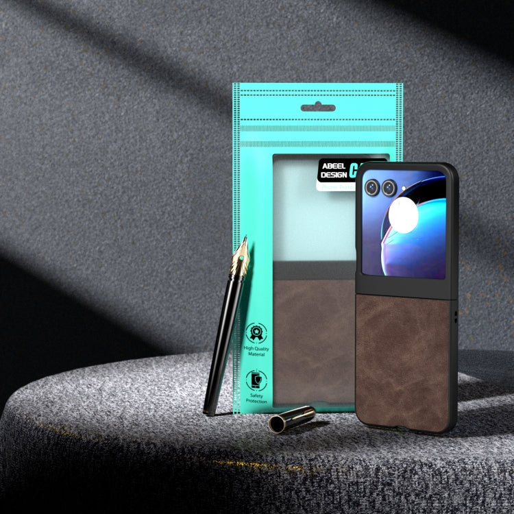 For Motorola Razr 50 PU Leather Frosted Phone Case(Coffee) by buy2fix