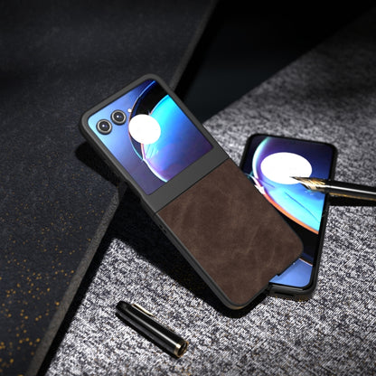 For Motorola Razr 50 PU Leather Frosted Phone Case(Coffee) by buy2fix