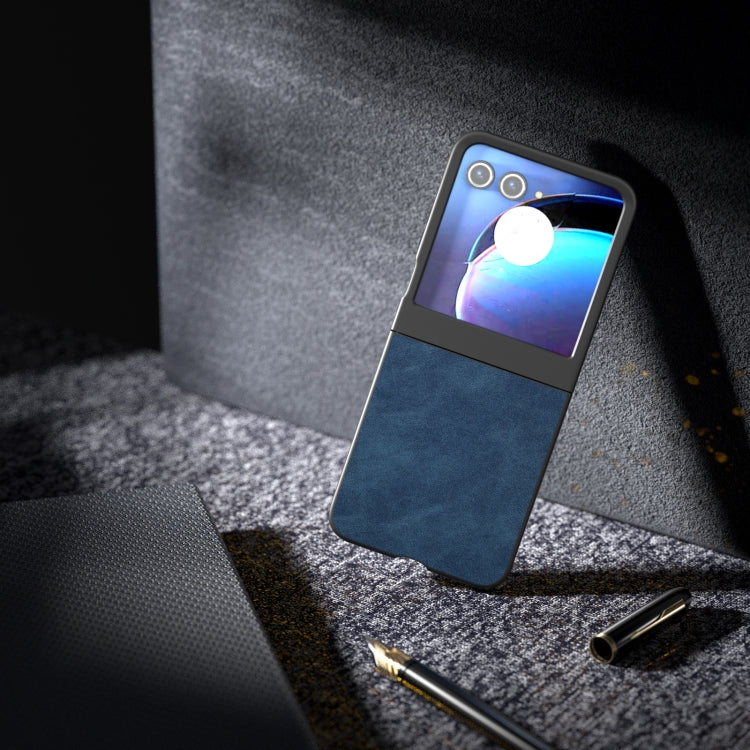 For Motorola Razr 50 PU Leather Frosted Phone Case(Blue) by buy2fix