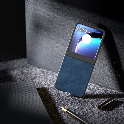 For Motorola Razr 50 PU Leather Frosted Phone Case(Blue) by buy2fix