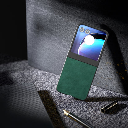 For Motorola Razr 50 PU Leather Frosted Phone Case(Green) by buy2fix