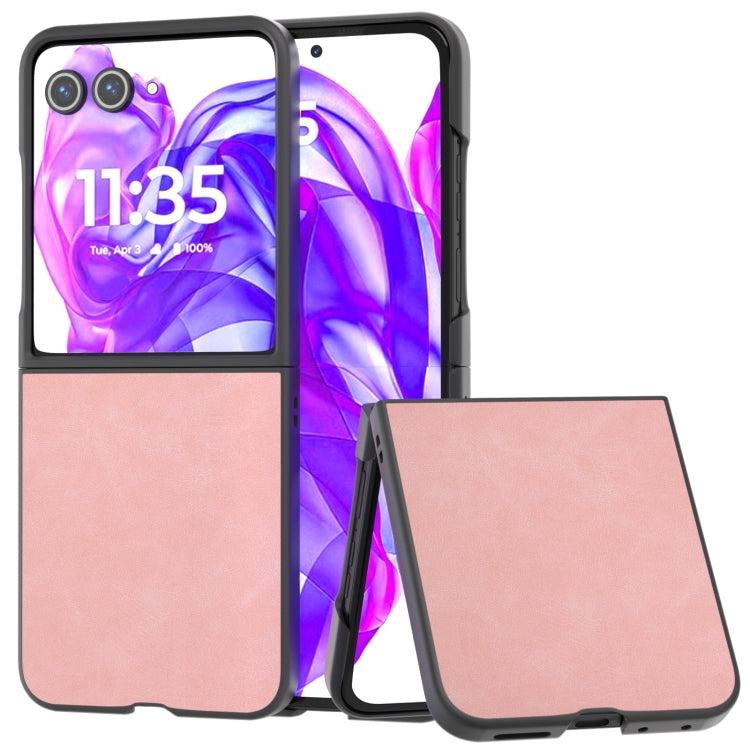 For Motorola Razr 50 Ultra PU Leather Frosted Phone Case(Pink) by buy2fix