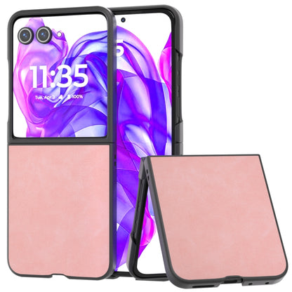 For Motorola Razr 50 Ultra PU Leather Frosted Phone Case(Pink) by buy2fix