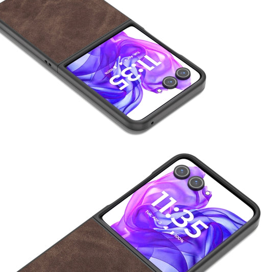 For Motorola Razr 50 Ultra PU Leather Frosted Phone Case(Coffee) by buy2fix