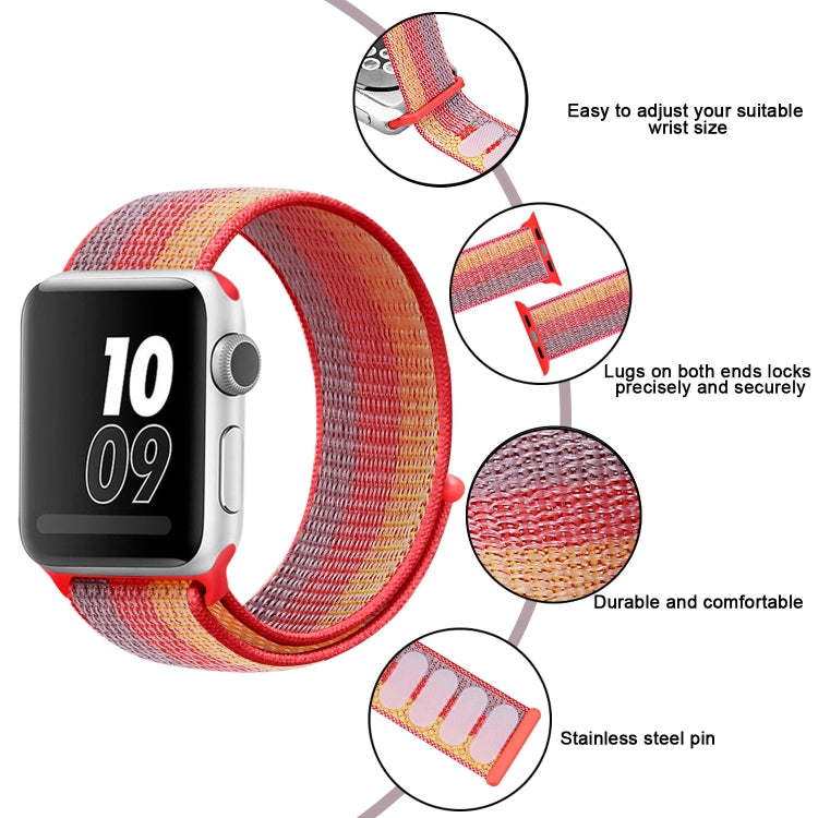 For Apple Watch Ultra 49mm&Watch Ultra 2 49mm / Series 9&8&7 45mm / SE 3&SE 2&6&SE&5&4 44mm / 3&2&1 42mm Nylon Loop Watch Band(Yellow Orange) by buy2fix