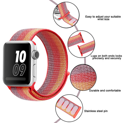 For Apple Watch Ultra 49mm&Watch Ultra 2 49mm / Series 9&8&7 45mm / SE 3&SE 2&6&SE&5&4 44mm / 3&2&1 42mm Nylon Loop Watch Band(Yellow Orange) by buy2fix