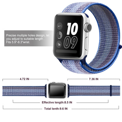 For Apple Watch Ultra 49mm / Series 8&7 45mm / SE 2&6&SE&5&4 44mm / 3&2&1 42mm Nylon Loop Watch Band(Striped Blue) by buy2fix