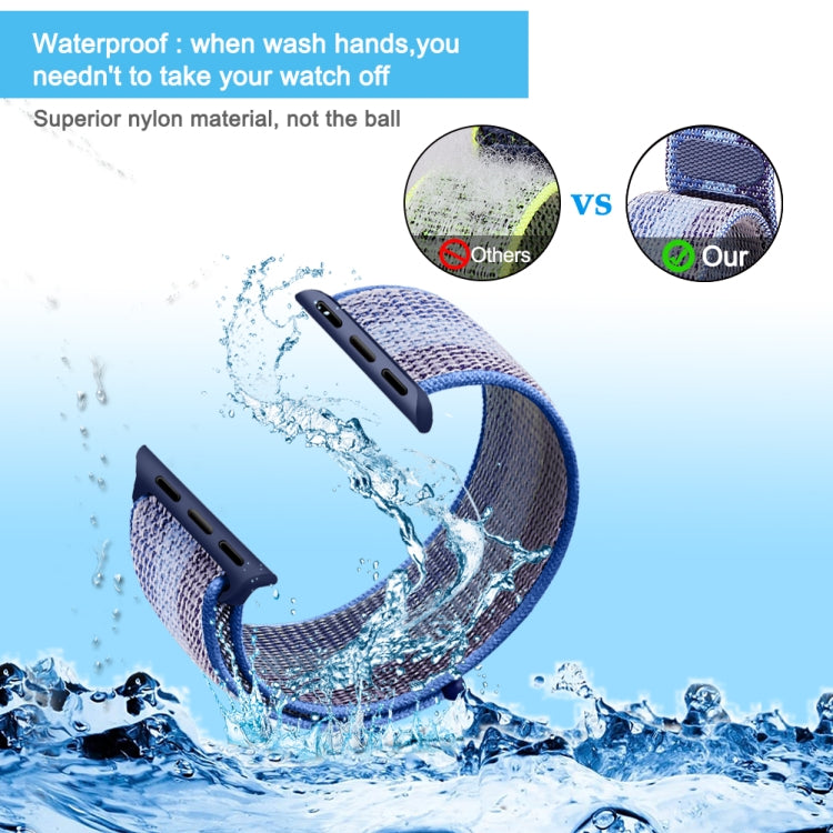 For Apple Watch Ultra 49mm / Series 8&7 45mm / SE 2&6&SE&5&4 44mm / 3&2&1 42mm Nylon Loop Watch Band(Striped Blue) by buy2fix