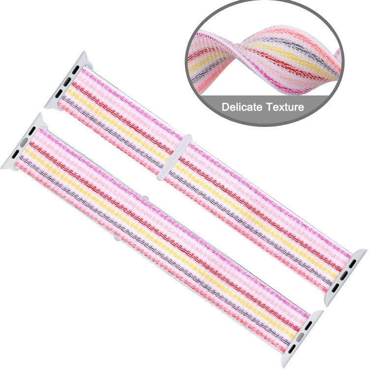 Nylon Loop Watch Band For Apple Watch Ultra 49mm&Watch Ultra 2 49mm / Series 9&8&7 45mm / SE 3&SE 2&6&SE&5&4 44mm / 3&2&1 42mm (Pinstripe Powder) by buy2fix