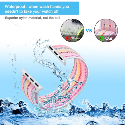 Nylon Loop Watch Band For Apple Watch Ultra 49mm&Watch Ultra 2 49mm / Series 9&8&7 45mm / SE 3&SE 2&6&SE&5&4 44mm / 3&2&1 42mm (Pinstripe Powder) by buy2fix