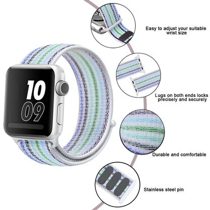 Nylon Loop Watch Band For Apple Watch Ultra 49mm&Watch Ultra 2 49mm / Series 9&8&7 45mm / SE 3&SE 2&6&SE&5&4 44mm / 3&2&1 42mm (Pinstripe Blue) by buy2fix