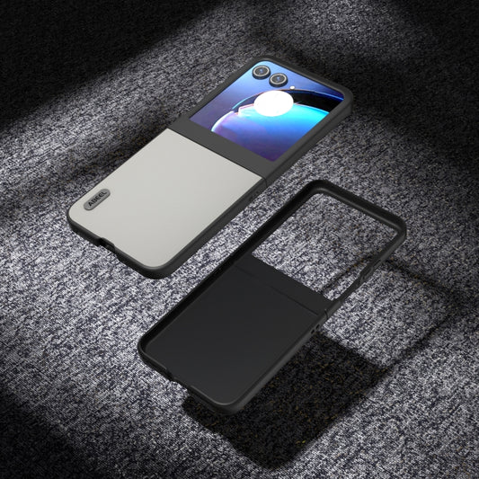 For Motorola Razr 50 ABEEL Genuine Leather Elegant Phone Case(White) by buy2fix