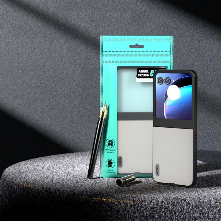 For Motorola Razr 50 ABEEL Genuine Leather Elegant Phone Case(White) by buy2fix