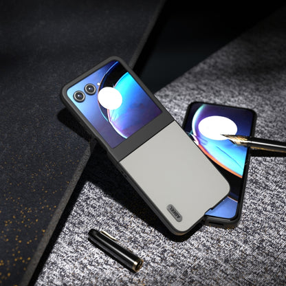 For Motorola Razr 50 ABEEL Genuine Leather Elegant Phone Case(White) by buy2fix