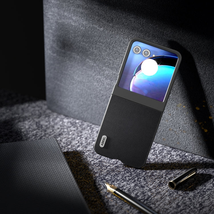 For Motorola Razr 50 ABEEL Genuine Leather Elegant Phone Case(Black) by buy2fix