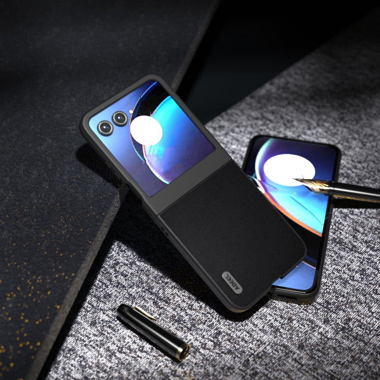 For Motorola Razr 50 ABEEL Genuine Leather Elegant Phone Case(Black) by buy2fix