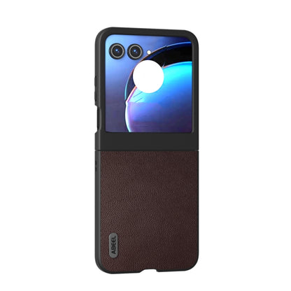 For Motorola Razr 50 ABEEL Genuine Leather Elegant Phone Case(Coffee) by buy2fix