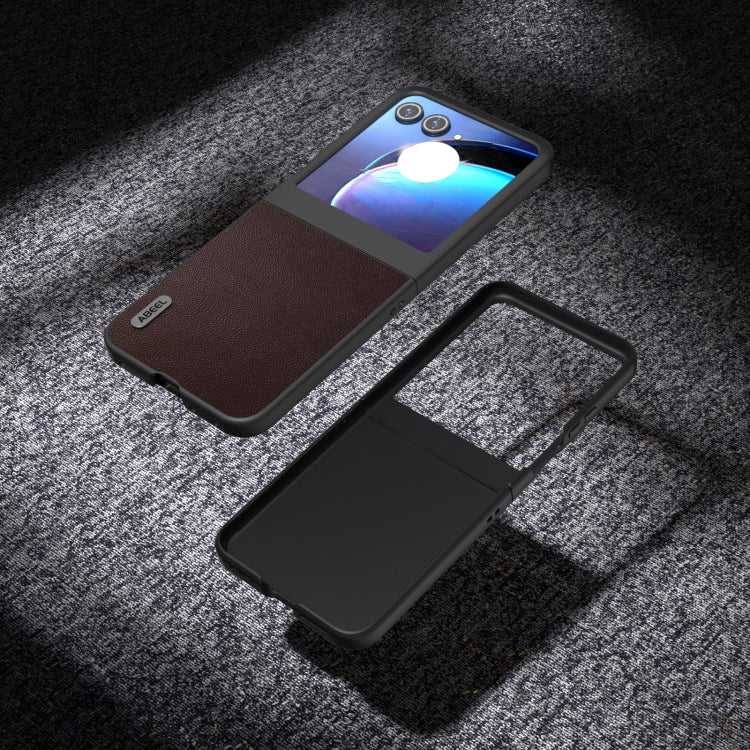 For Motorola Razr 50 ABEEL Genuine Leather Elegant Phone Case(Coffee) by buy2fix