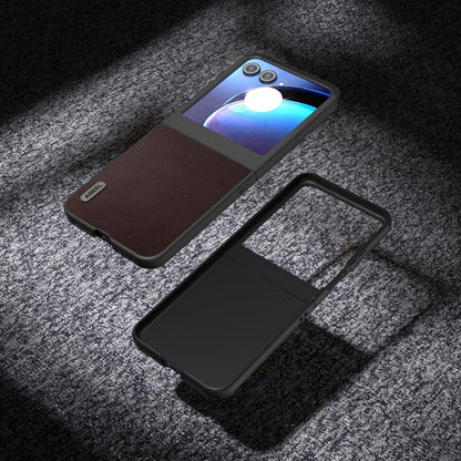 For Motorola Razr 50 ABEEL Genuine Leather Elegant Phone Case(Coffee) by buy2fix