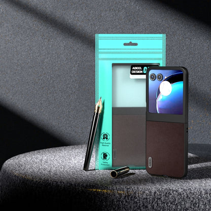For Motorola Razr 50 ABEEL Genuine Leather Elegant Phone Case(Coffee) by buy2fix