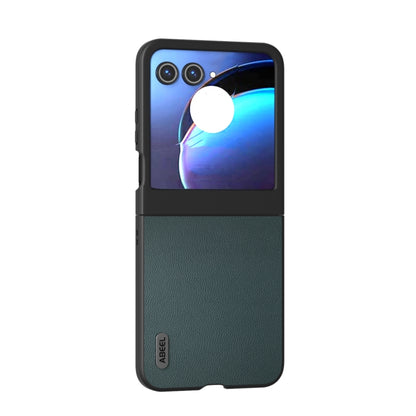 For Motorola Razr 50 ABEEL Genuine Leather Elegant Phone Case(Green) by buy2fix