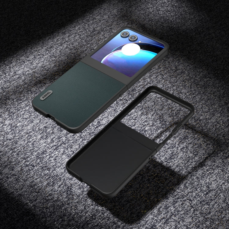 For Motorola Razr 50 ABEEL Genuine Leather Elegant Phone Case(Green) by buy2fix