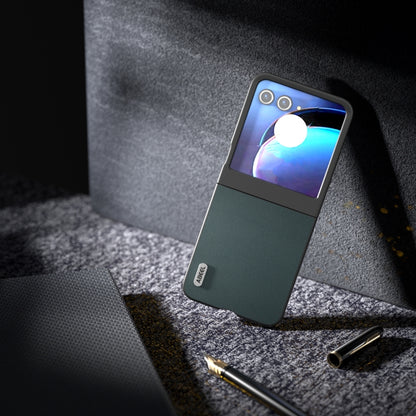 For Motorola Razr 50 ABEEL Genuine Leather Elegant Phone Case(Green) by buy2fix