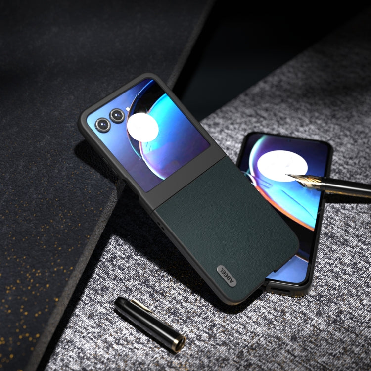 For Motorola Razr 50 ABEEL Genuine Leather Elegant Phone Case(Green) by buy2fix