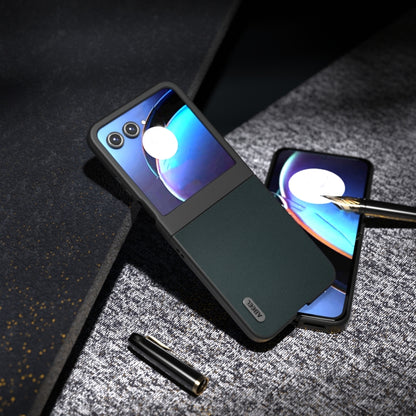 For Motorola Razr 50 ABEEL Genuine Leather Elegant Phone Case(Green) by buy2fix