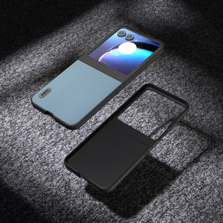 For Motorola Razr 50 ABEEL Genuine Leather Elegant Phone Case(Sky Blue) by buy2fix