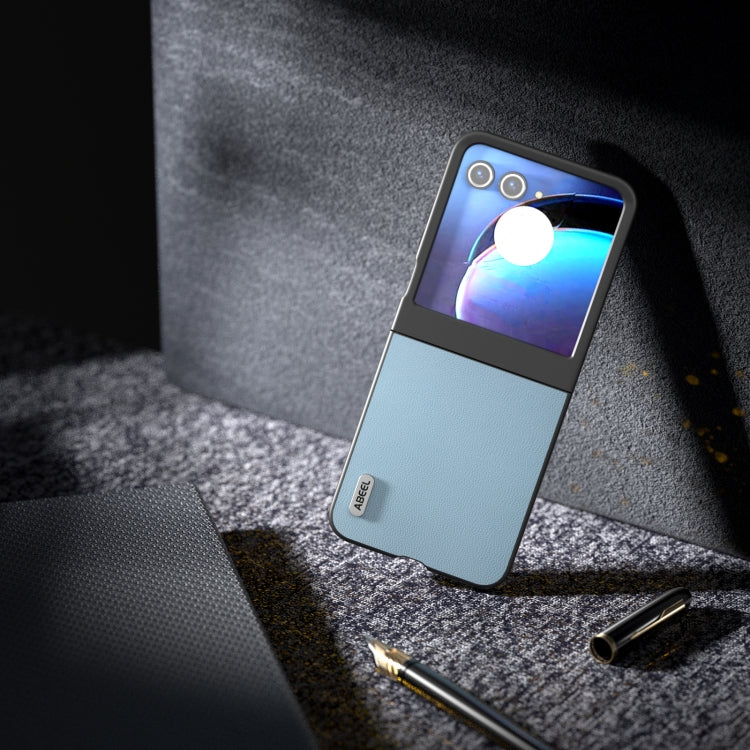 For Motorola Razr 50 ABEEL Genuine Leather Elegant Phone Case(Sky Blue) by buy2fix