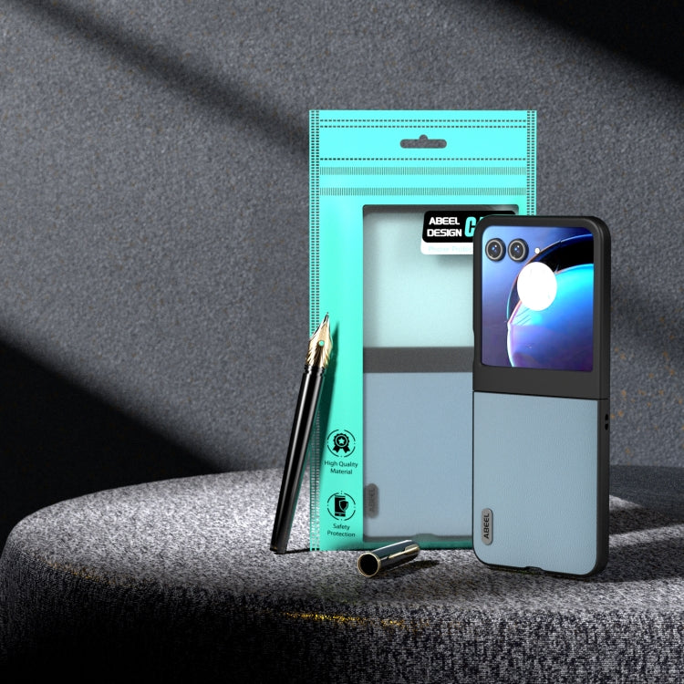For Motorola Razr 50 ABEEL Genuine Leather Elegant Phone Case(Sky Blue) by buy2fix