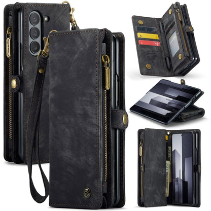 For Samsung Galaxy Z Fold6 5G CaseMe 008 Multifunctional Zipper Wallet Leather Phone Case with Lanyard(Black) by CaseMe