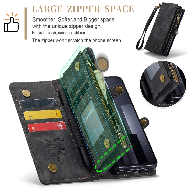 For Samsung Galaxy Z Fold6 5G CaseMe 008 Multifunctional Zipper Wallet Leather Phone Case with Lanyard(Black) by CaseMe