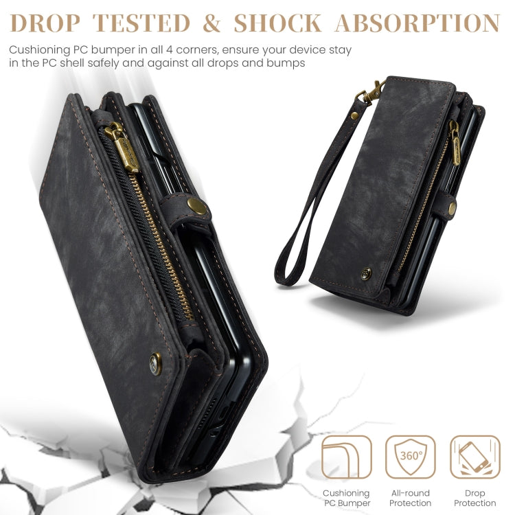 For Samsung Galaxy Z Fold6 5G CaseMe 008 Multifunctional Zipper Wallet Leather Phone Case with Lanyard(Black) by CaseMe