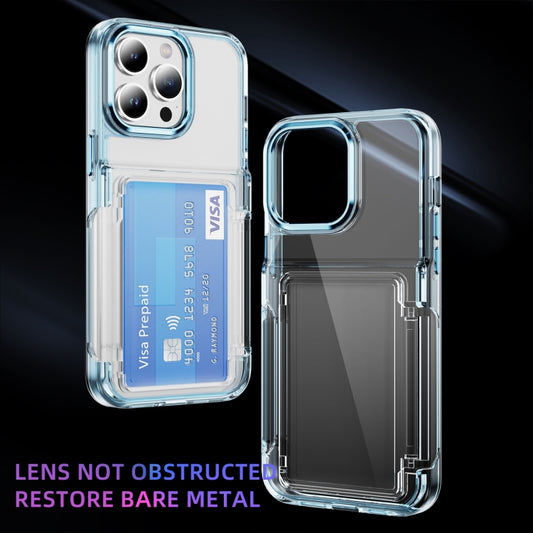 For iPhone 16 Pro Card Holder Acrylic Hybrid TPU Phone Case(Transparent Blue) by buy2fix