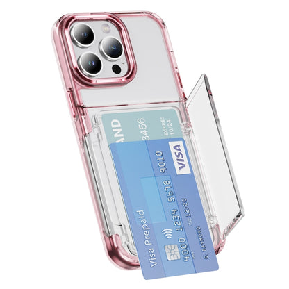 For iPhone 16 Pro Max Card Holder Acrylic Hybrid TPU Phone Case(Transparent Pink) by buy2fix