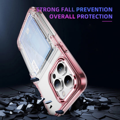 For iPhone 16 Pro Max Card Holder Acrylic Hybrid TPU Phone Case(Transparent Pink) by buy2fix