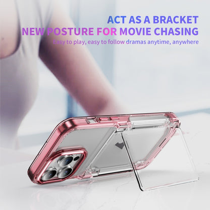 For iPhone 16 Pro Max Card Holder Acrylic Hybrid TPU Phone Case(Transparent Pink) by buy2fix