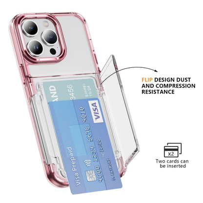 For iPhone 16 Pro Max Card Holder Acrylic Hybrid TPU Phone Case(Transparent Pink) by buy2fix
